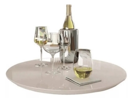 PRATO GIRATORIO OFF  WHITE LAQUEADO 60CM C/ VIDRO