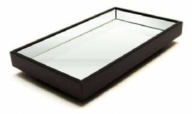 BANDEJA PRETA ESPELHADA FLUTUANTE 50X30