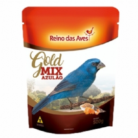 RACAO REINO DAS AVES AZULAO GOLD MIX 500G FABIANO JUNIOR