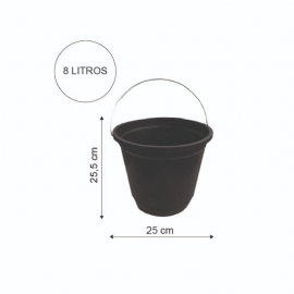 BALDE 8 LITROS PRETO ALCA DE ARAME