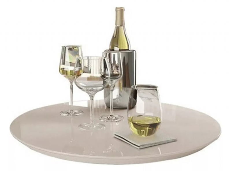 Prato Giratrio Off- White Laqueado 60cm c/ vidro