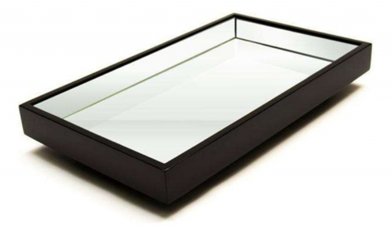 Bandeja Preta Espelhada Flutuante 50x30